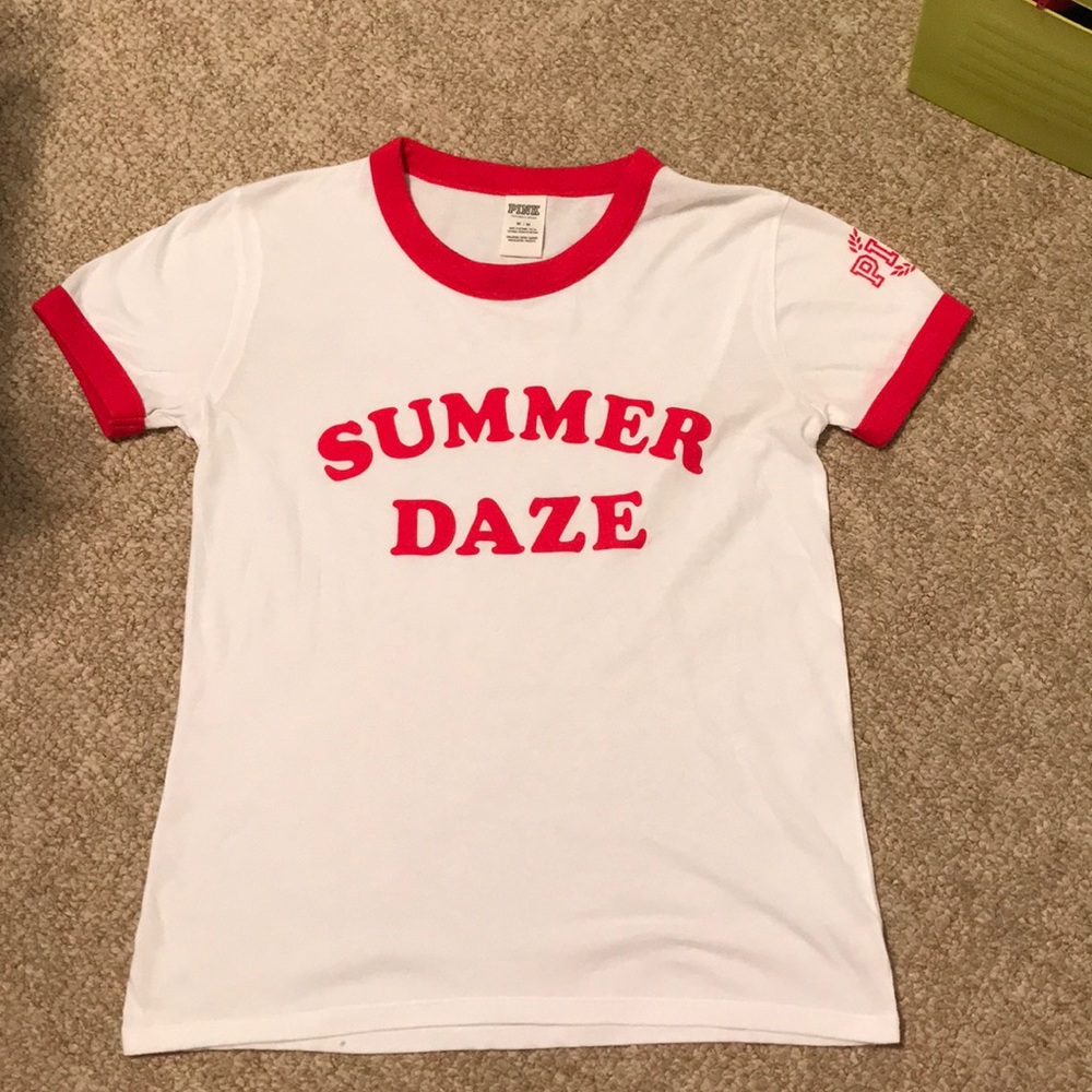White PINK tee